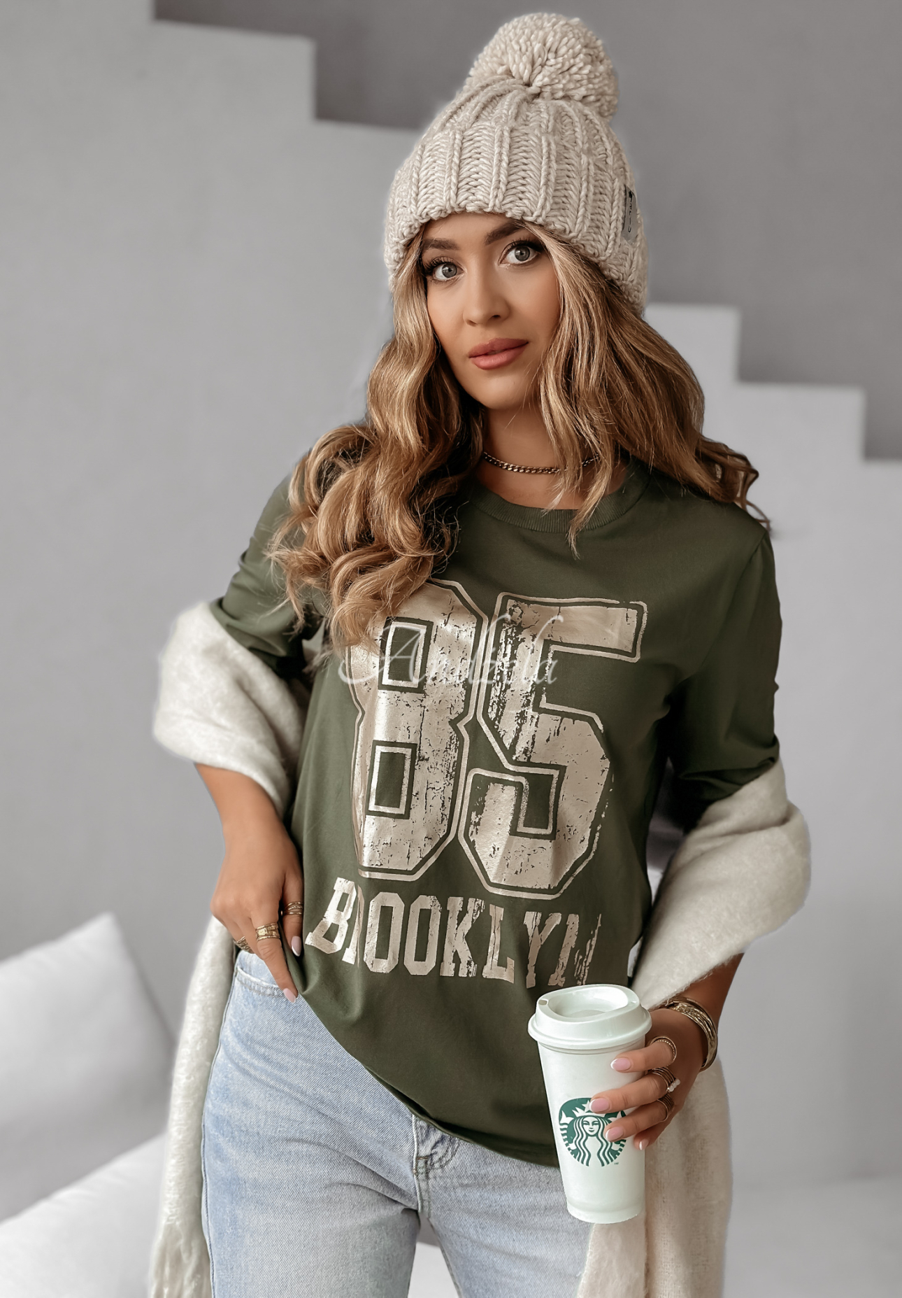 Halenka s potiskem Brooklyn 85 khaki