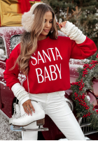 Vánoční Mikina z nadrukiem Santa Baby červená