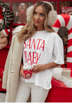 Vánoční Tričko z nadrukiem Santa Baby Bílá