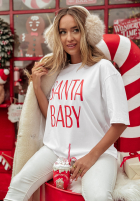 Vánoční Tričko z nadrukiem Santa Baby Bílá