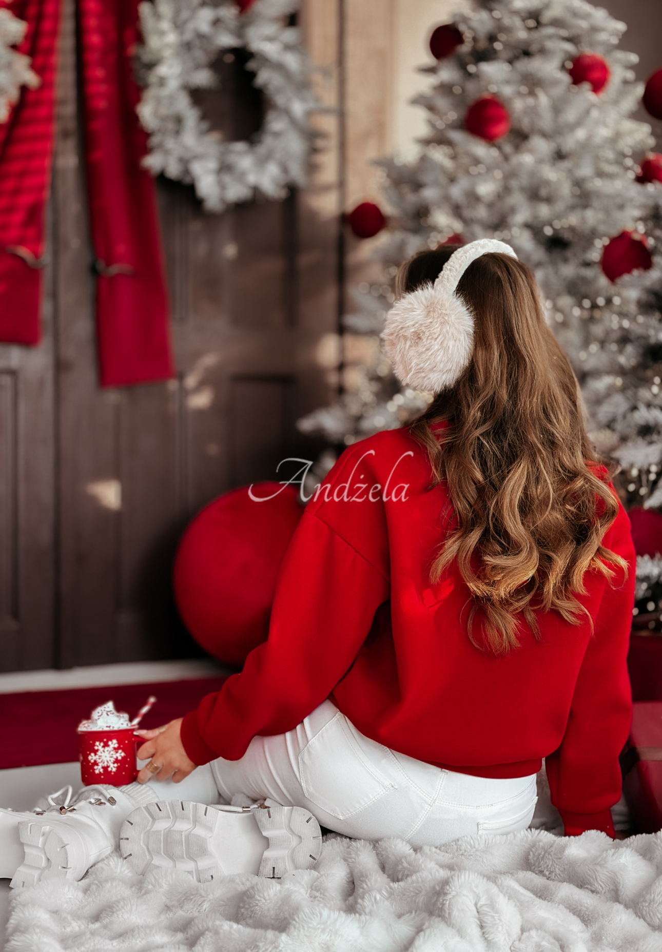Vánoční mikina s potiskem Santa Baby červená
