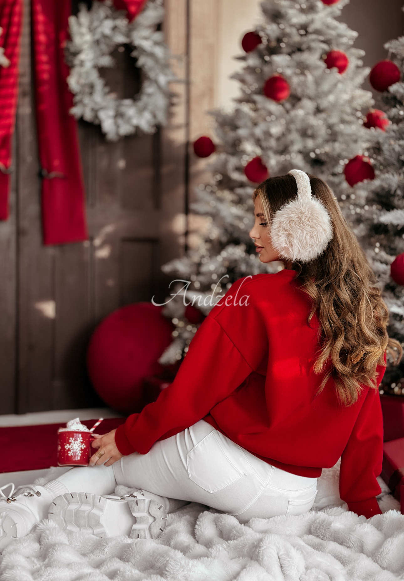 Vánoční mikina s potiskem Santa Baby červená