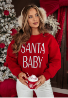 Vánoční Mikina z nadrukiem Santa Baby červená