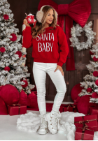 Vánoční Mikina z nadrukiem Santa Baby červená