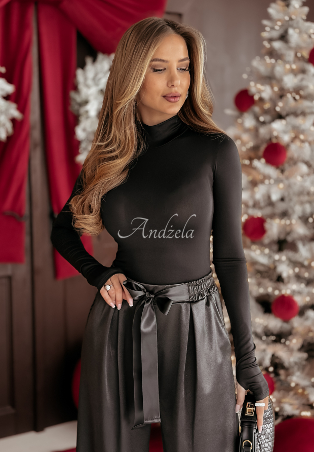 Halenka longsleeve s polovičn&iacute;m rol&aacute;kem Looking Up čern&aacute;