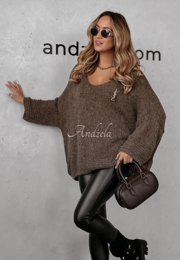 Svetr oversize Gentle Cuddle čokol&aacute;dov&yacute;