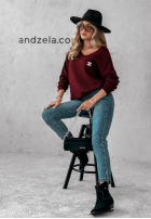 Svetr z dekoltem Caffe Latte vínový