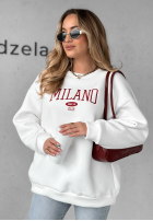 Mikina oversize z napisem Milano Amore Bílá