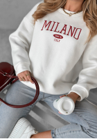 Mikina oversize z napisem Milano Amore Bílá