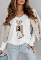 Svetr oversize z misiem Casual Teddy ecru