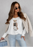 Svetr oversize z misiem Casual Teddy ecru