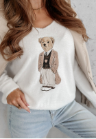 Svetr oversize z misiem Casual Teddy ecru