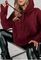 Svetr oversize s kapucí Carra vínový