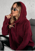 Svetr oversize s kapucí Carra vínový