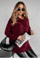 Svetr oversize s kapucí Carra vínový