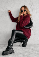 Svetr oversize s kapucí Carra vínový