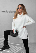 Svetr oversize z golfem Benin ecru