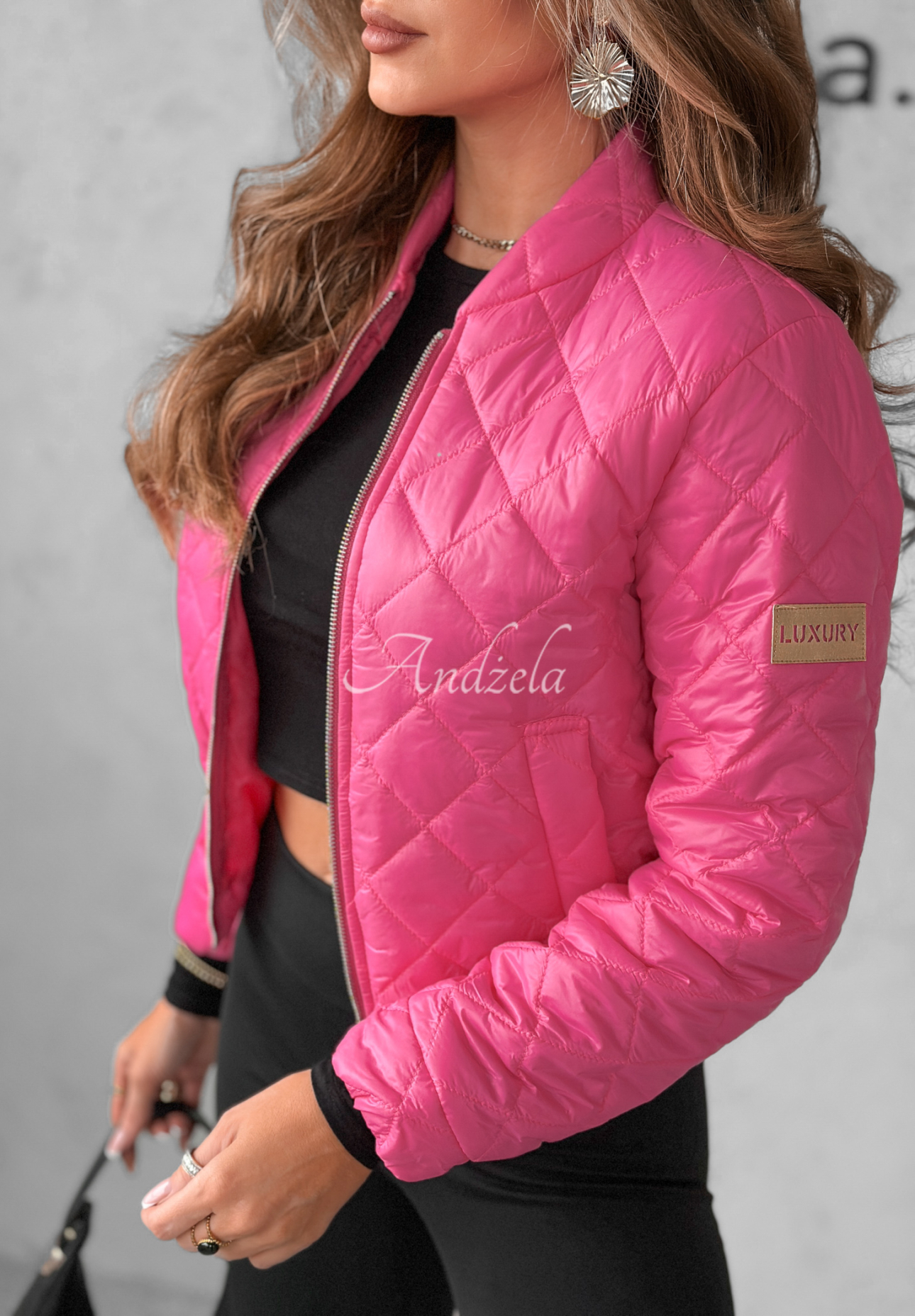 Krátká prošívaná bunda bomber Unstoppable You fuchsiová