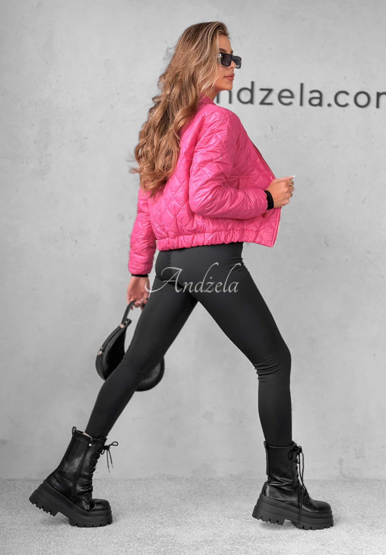 Krátká prošívaná bunda bomber Unstoppable You fuchsiová