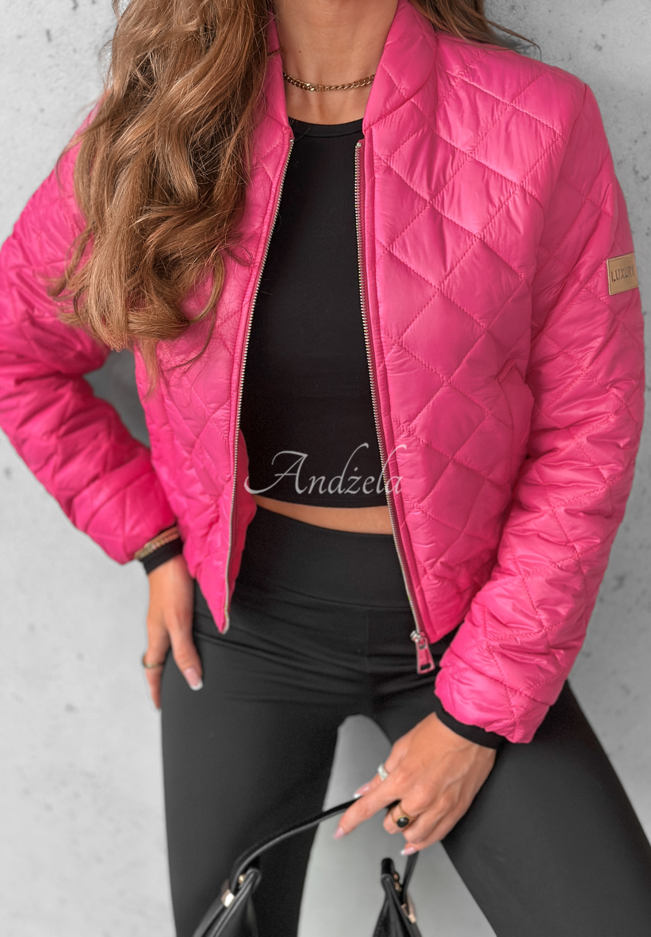 Krátká prošívaná bunda bomber Unstoppable You fuchsiová