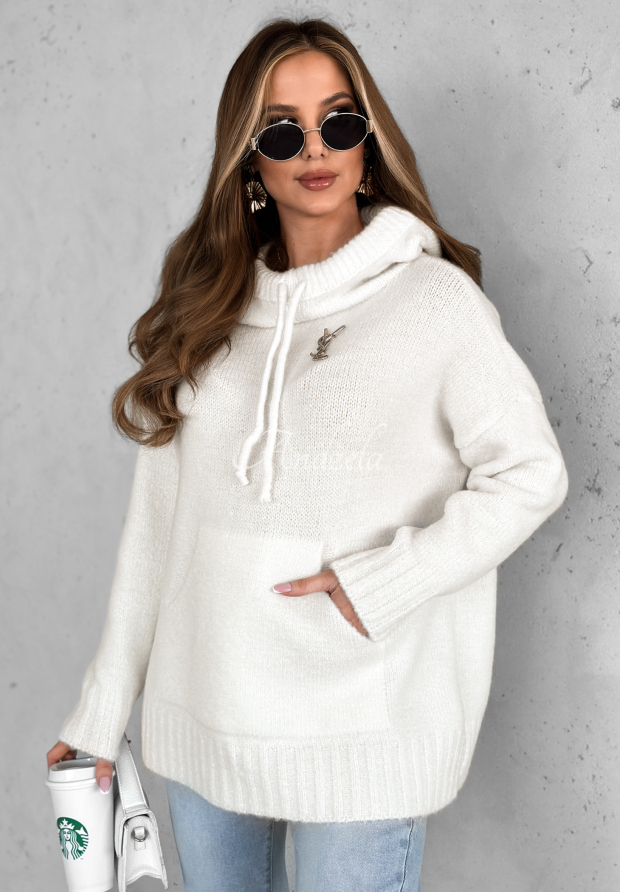 Svetr oversize s kapuc&iacute; Carra ecru