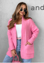 Krótki kardigan oversize Cozy Drape růžový