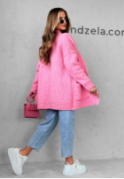 Krótki kardigan oversize Cozy Drape růžový