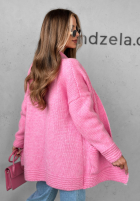 Krótki kardigan oversize Cozy Drape růžový