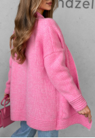 Krótki kardigan oversize Cozy Drape růžový