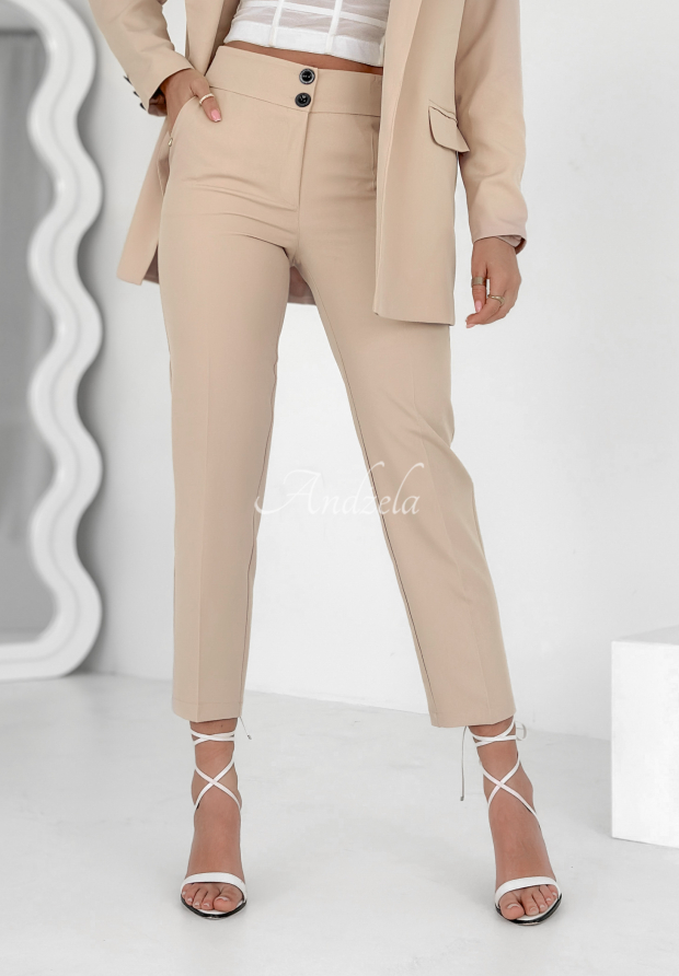Elegantn&iacute; cigaretov&eacute; kalhoty Runway Ready b&eacute;žov&eacute;