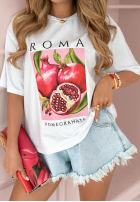 Tričko z nadrukiem Roma Pomegranate Bílá