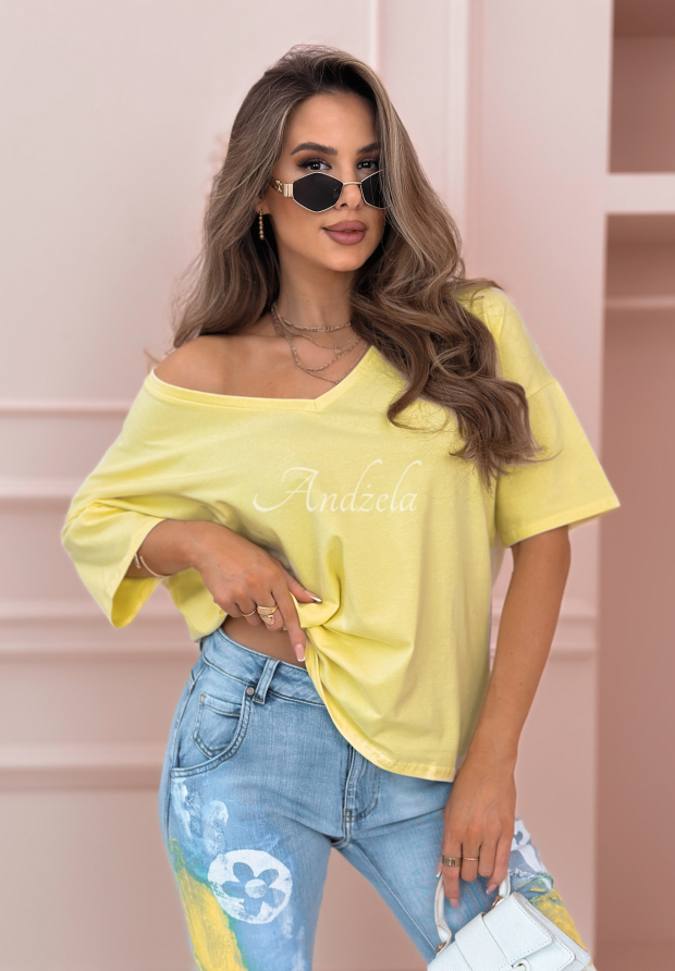 Tričko oversize s v&eacute;čkov&yacute;m v&yacute;střihem Cascade ban&aacute;nov&yacute;