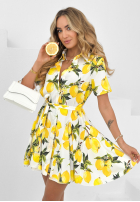 Koszulowa Šaty w cytrynki Lemon Crazy biało-žlutá