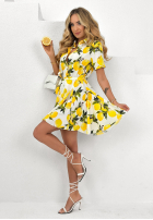 Koszulowa Šaty w cytrynki Lemon Crazy biało-žlutá