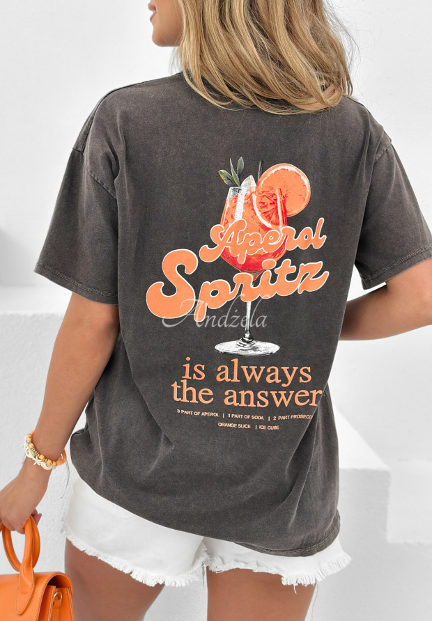 Dlouh&eacute; tričko s potiskem Aperol Spritz tmavě &scaron;ed&aacute;