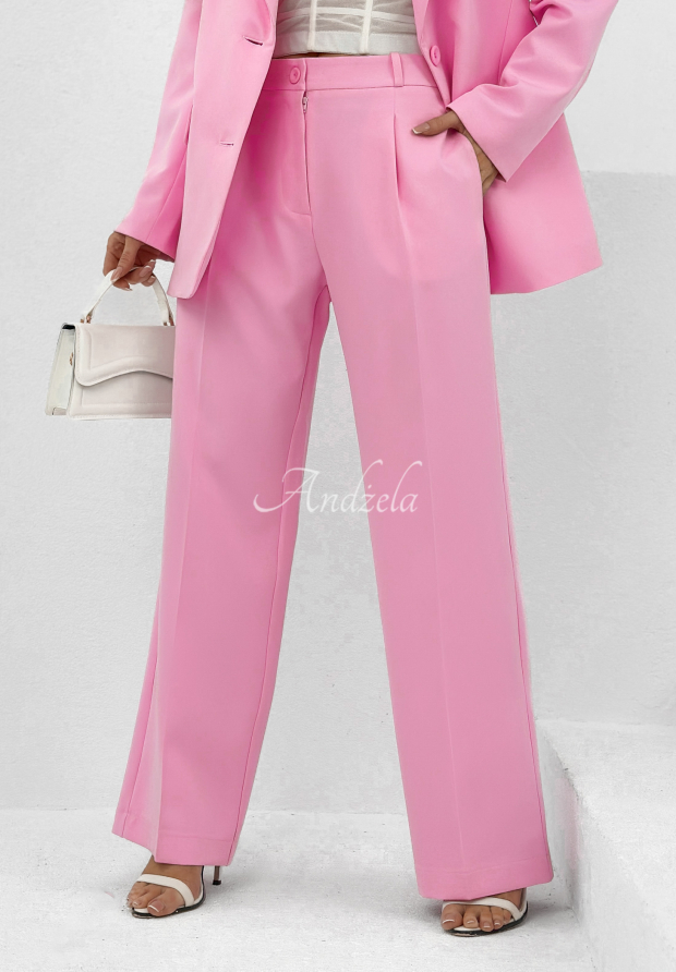 Elegantn&iacute; kalhoty wide leg My Necessity růžov&eacute;