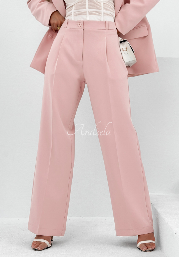 Elegantn&iacute; kalhoty wide leg My Necessity pudrov&aacute; růžov&aacute;
