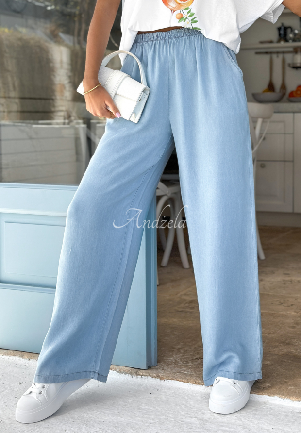 L&aacute;tkov&eacute; kalhoty wide leg Unexpected Day modr&eacute;