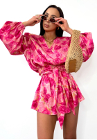 Krótki kwiecisty Overal La Milla Sun-Kissed Flowers różowo-červený