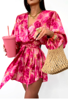 Krótki kwiecisty Overal La Milla Sun-Kissed Flowers różowo-červený