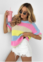 Svetr w paski Colorful Lines niebiesko-růžový
