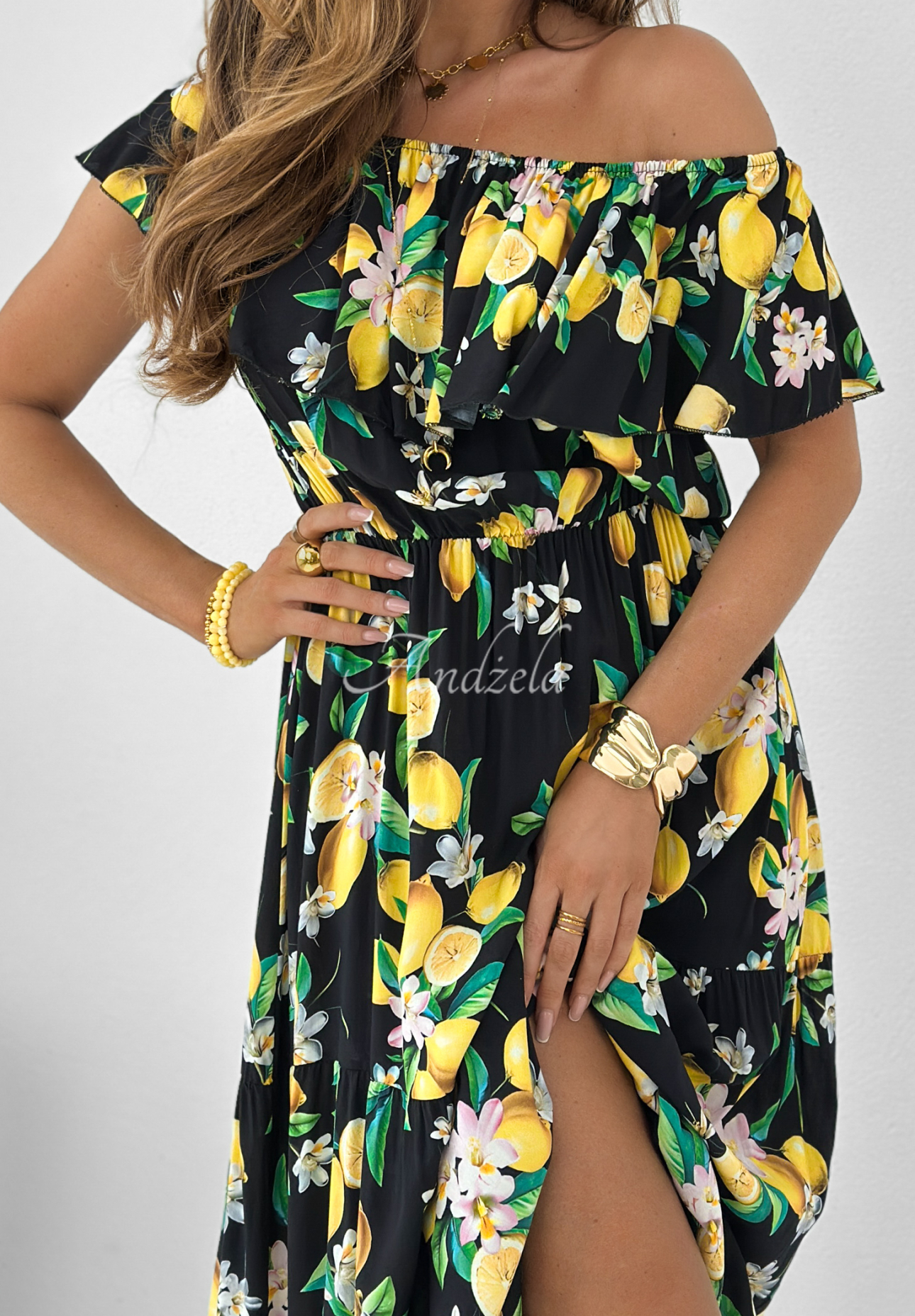 Šaty španělka s citronky Spanish Lemons černá