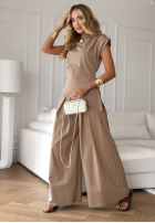 Souprava Halenka i Kalhoty wide leg Happy Times Mokka