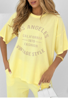 Souprava Tričko i Kalhoty wide leg Los Angeles 1979 banánový