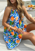 Šaty na ramiączkach w cytrynki La Fleur niebiesko-oranžová