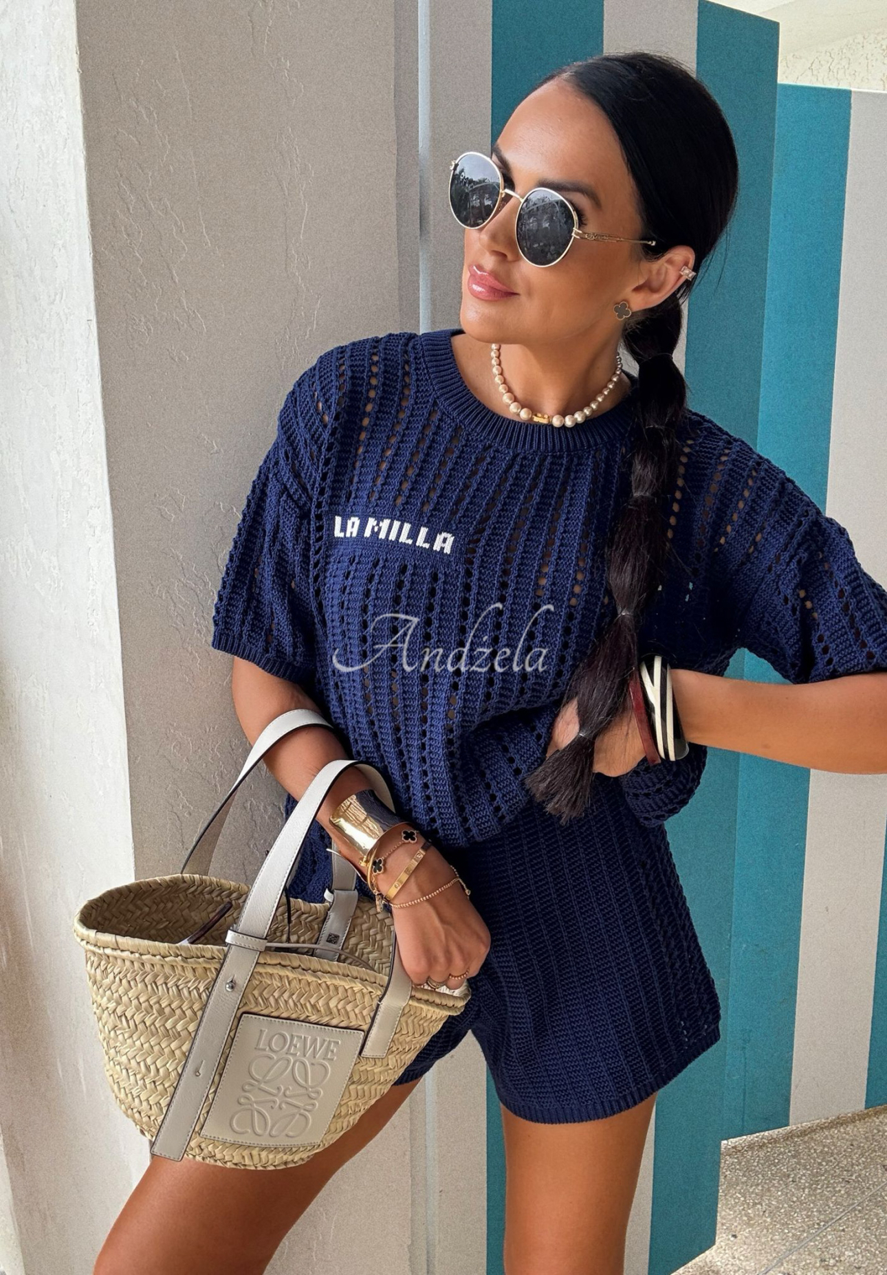 Úpletová souprava halenka a šortky La Milla Sporty Chic granátový