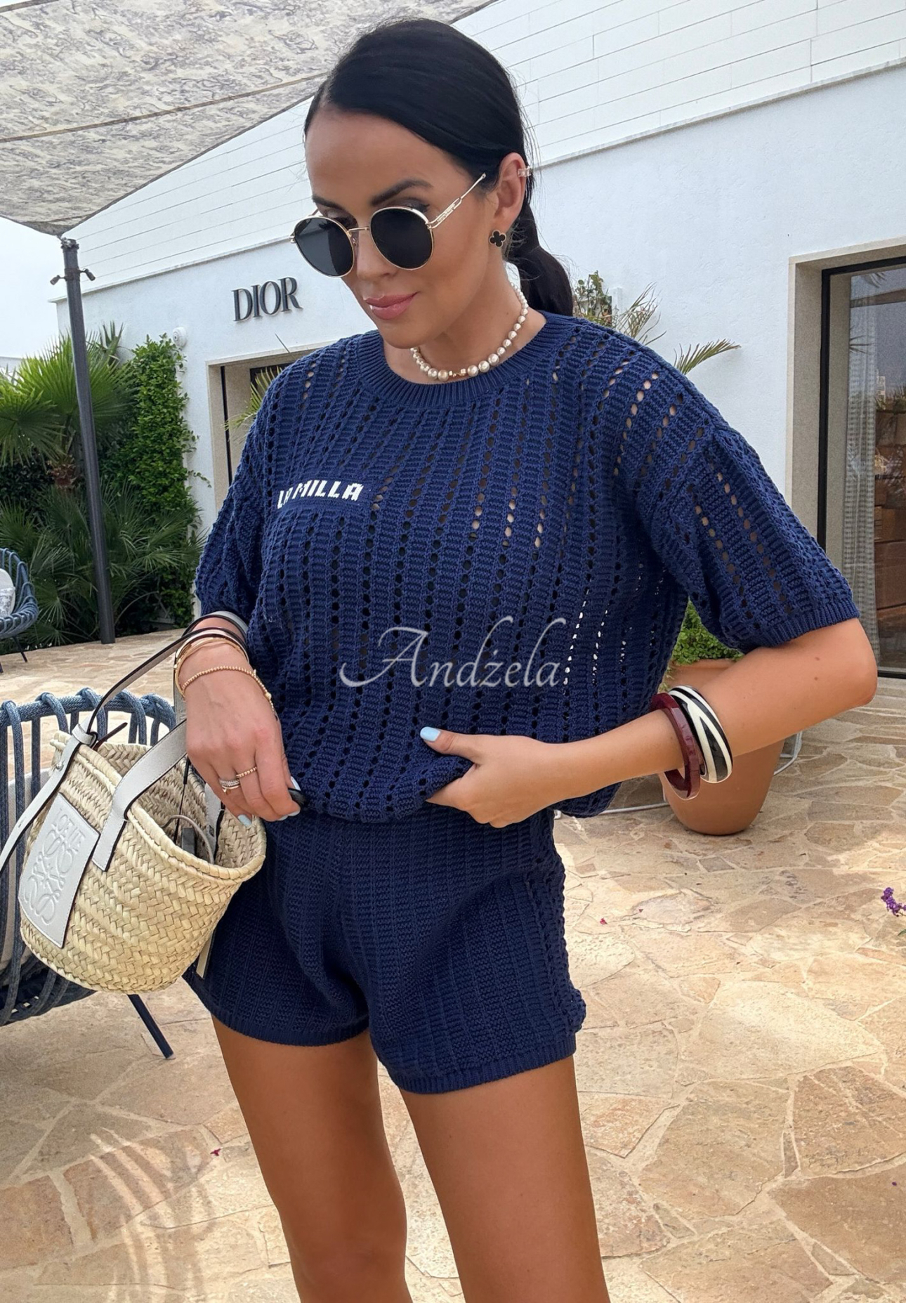 Úpletová souprava halenka a šortky La Milla Sporty Chic granátový