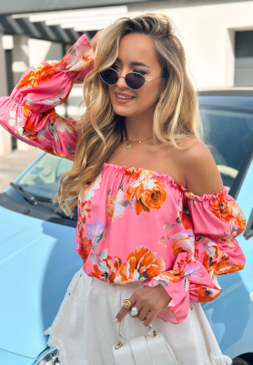 Květovaná halenka španělka So Flowery růžová