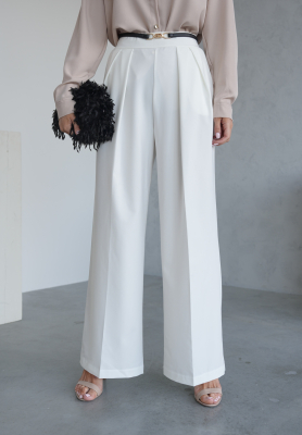 Látkové kalhoty wide leg Not Difficult ecru