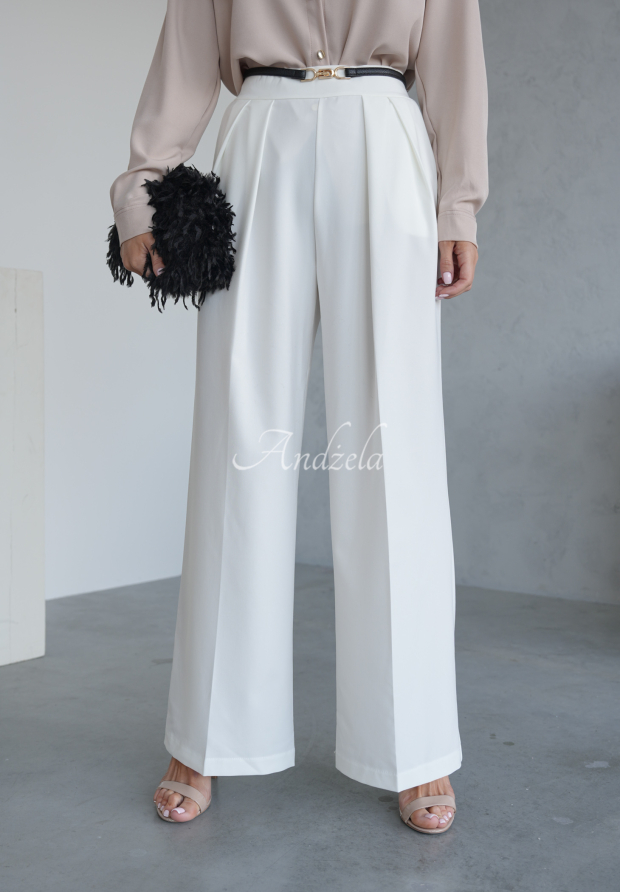 L&aacute;tkov&eacute; kalhoty wide leg Not Difficult ecru